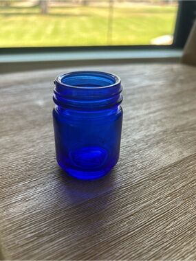 Antique Vicks Vapourub Cobalt Blue Glass Jar - Ring & Small item Storage
